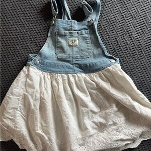 OshKosh B'gosh Blue and White Kids Denim dress overall 5T